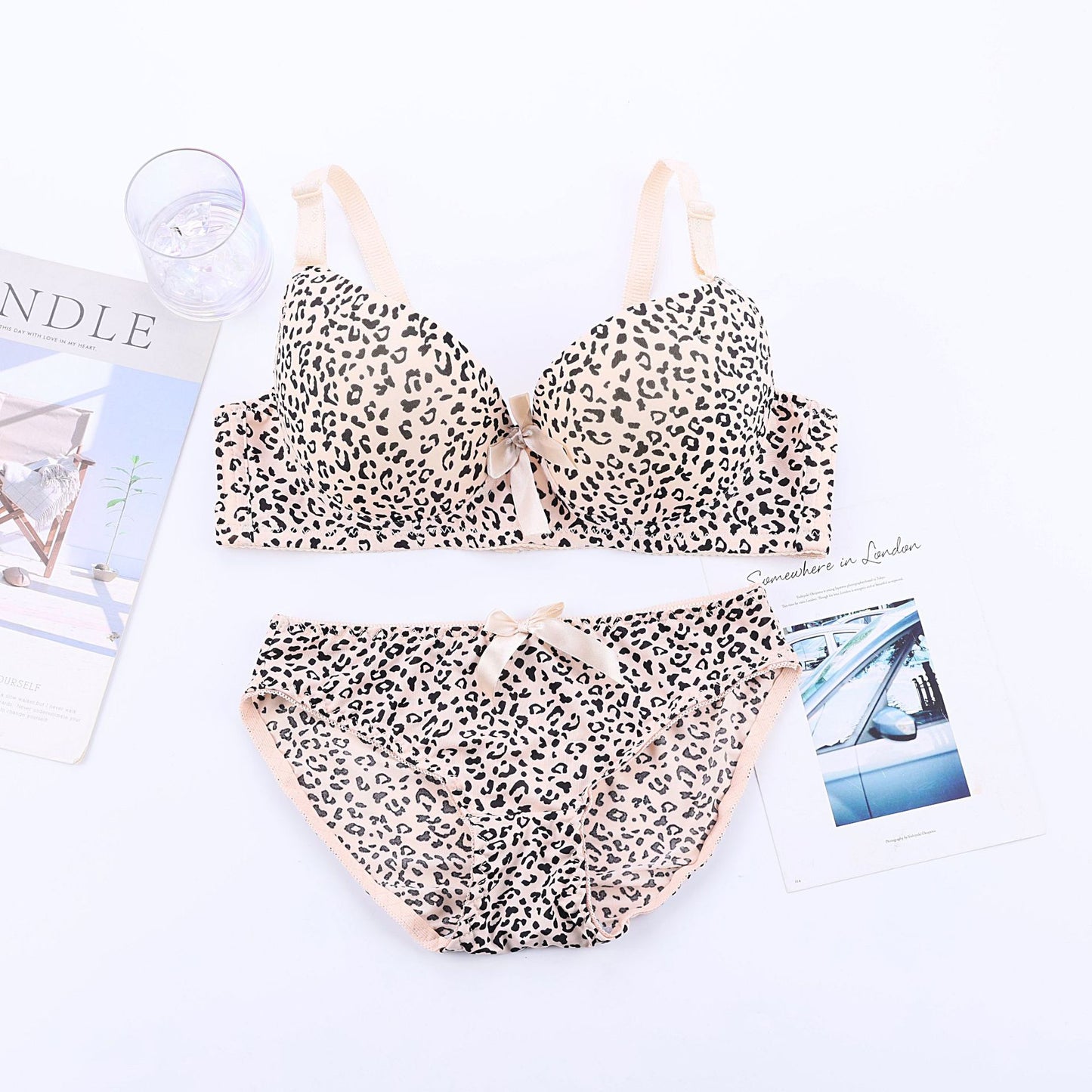 Animal print Wired Bra Panty lingerie set