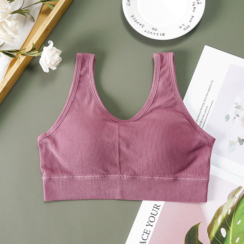 Popular beauty vest with chest pad removeable V back desing chest wrapping, sports, yoga , short breathable underwear women