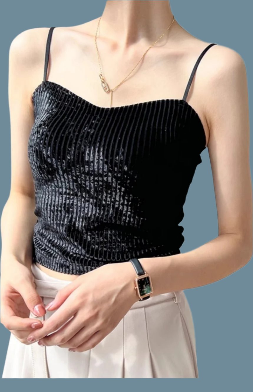 Pure Design Babes Golden Velvet Beauty Vest One-piece with Chest Pads Wrap Chest Wearing Underpants Crop Top