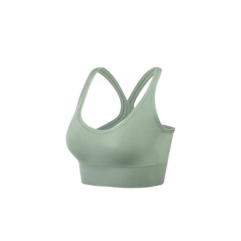 Shockproof Cross-Back Adjustable Sports Bra with Removable Pad