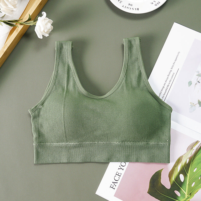 Popular beauty vest with chest pad removeable V back desing chest wrapping, sports, yoga , short breathable underwear women