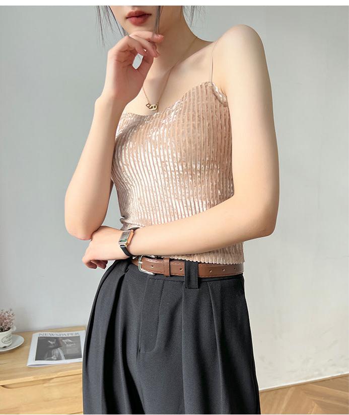 Golden Velvet Padded Beauty Vest Crop Top