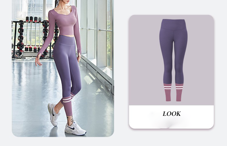 Full Sleeve Padded Striped Gym & Yoga Wear 2-Piece Set