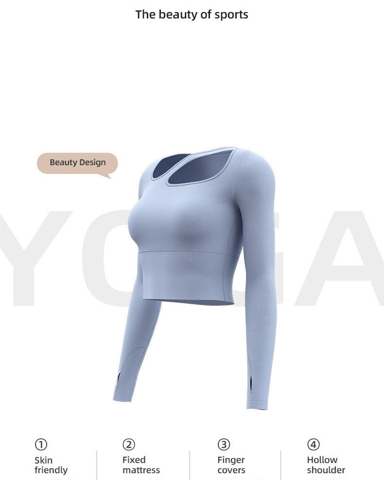 Full Sleeve Cross Neck Fixed Pad Gym & Yoga Wear 2-Piece Set