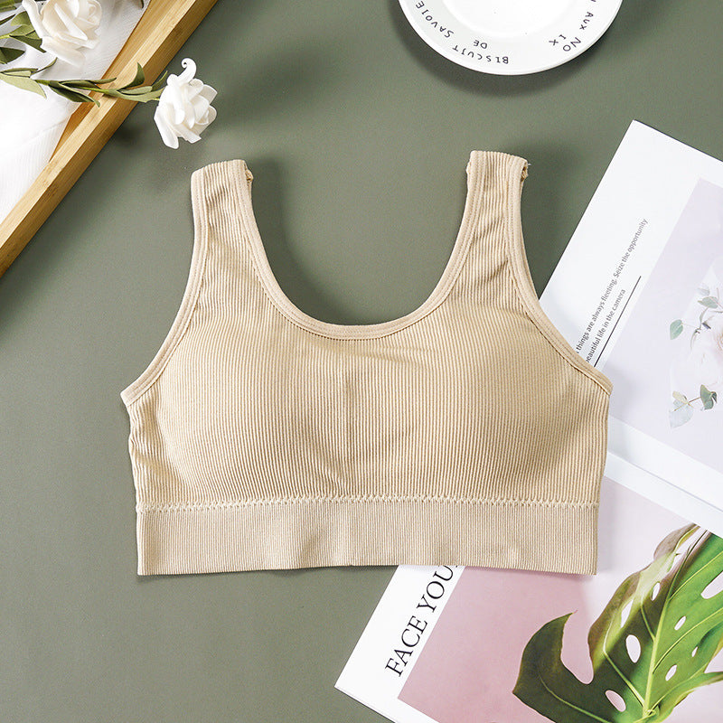 Popular beauty vest with chest pad removeable V back desing chest wrapping, sports, yoga , short breathable underwear women