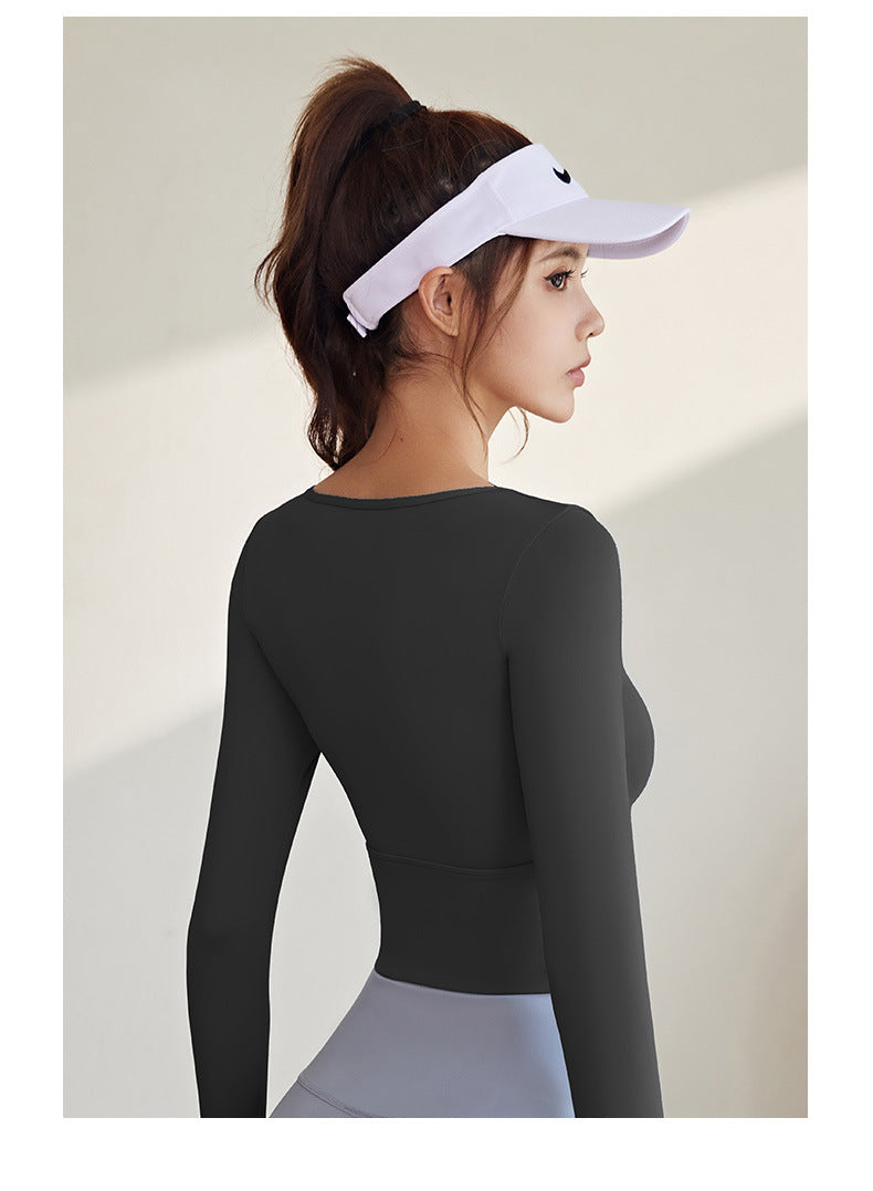 Full Sleeve Cross Neck Fixed Pad Gym & Yoga Wear 2-Piece Set