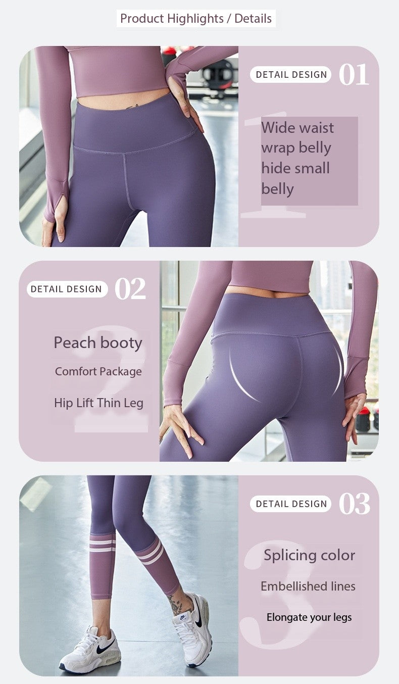 Full Sleeve Padded Striped Gym & Yoga Wear 2-Piece Set