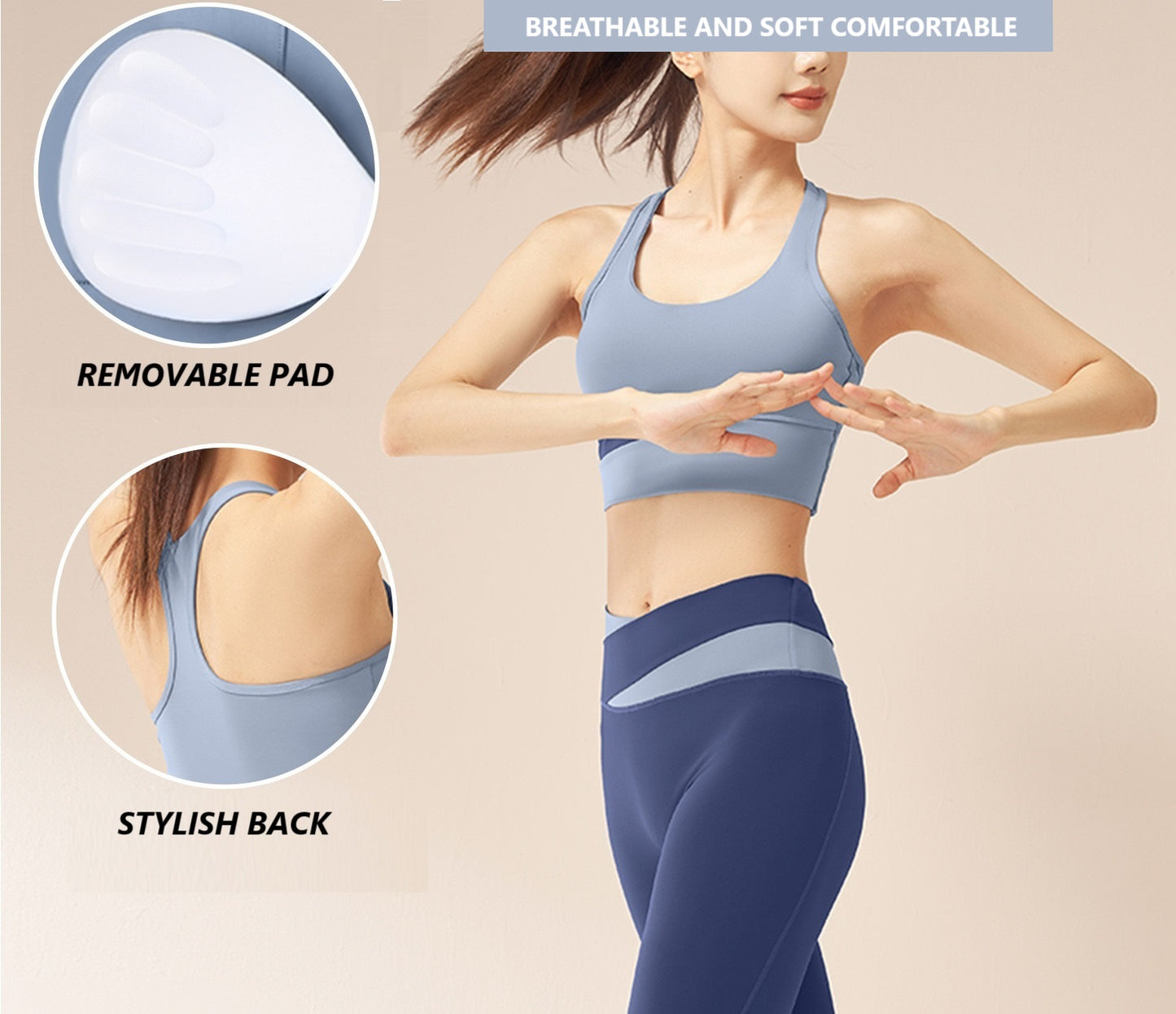 Comfortable Cross Back Style Gym Wear Yoga Wear Two Piece Set