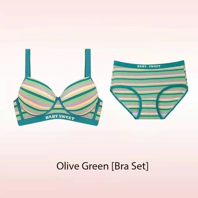 Fashion korean sexy bra for women bra knit rainbow bra panty set seamless bra steel ring free