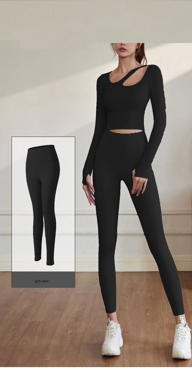 Full Sleeve Cross Neck Fixed Pad Gym & Yoga Wear 2-Piece Set