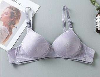 Padded Thin Cup Cotton Wirefree Push-Up Bra - Embroidery