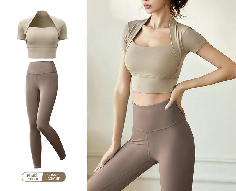 Covered Neck Fixed Pad Gym & Yoga Wear 2-Piece Set