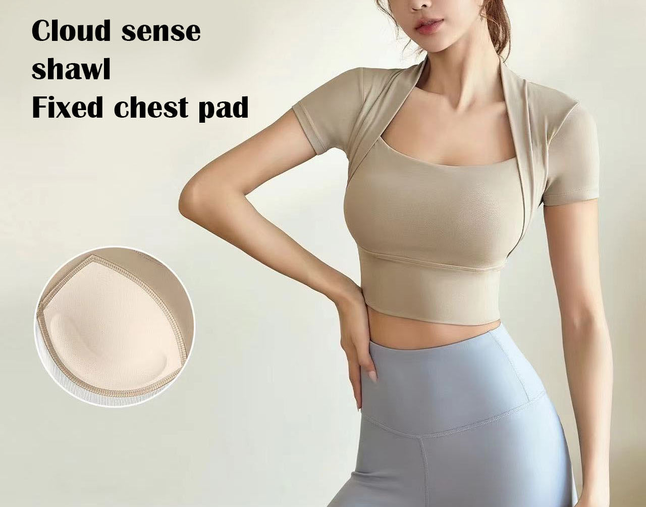 Covered Neck Fixed Pad Gym & Yoga Wear 2-Piece Set