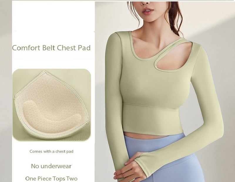 Full Sleeve Cross Neck Fixed Pad Gym & Yoga Wear 2-Piece Set