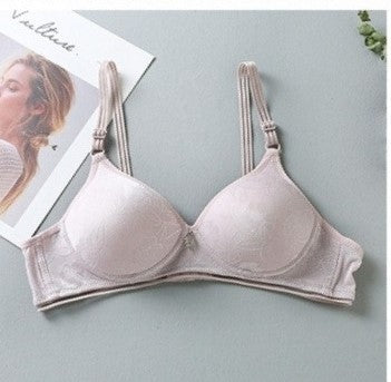 Padded Thin Cup Cotton Wirefree Push-Up Bra - Embroidery