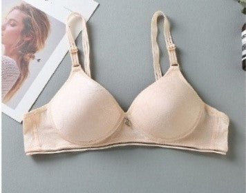 Padded Thin Cup Cotton Wirefree Push-Up Bra - Embroidery
