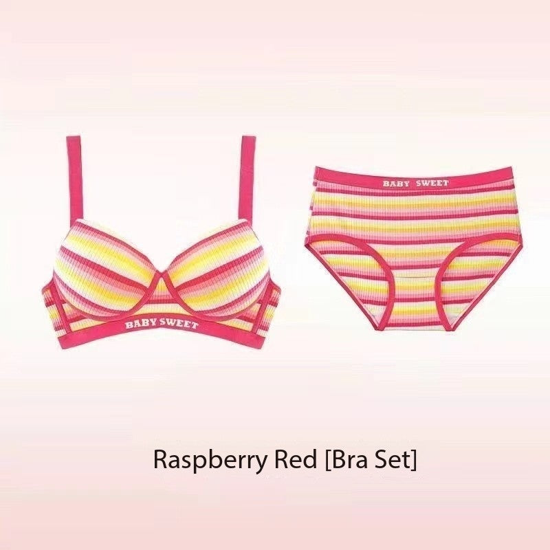 Fashion korean  sexy bra for women bra knit rainbow bra panty set seamless bra steel ring free