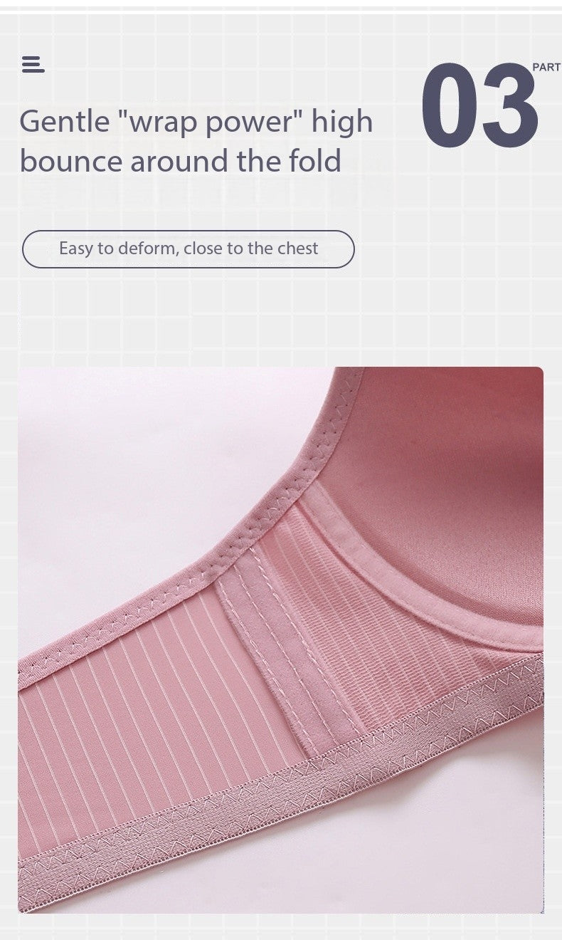 Striped design bra thin and comfy fabric  Sweat-absorbing full coverage wire free bra