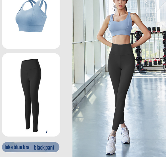 Zigzag Strap Gym Wear Yoga Wear Sports with legging two pieces Set