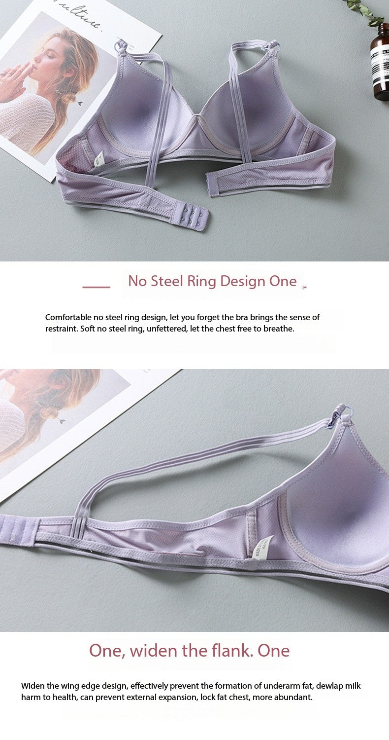 Women's buckles without steel ring seamless soft pad breathable v neck thin bra