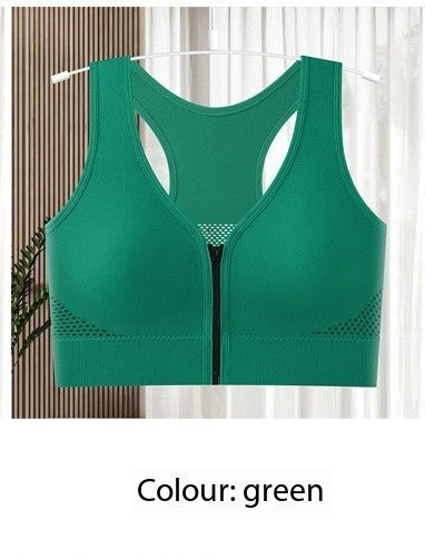 Front zipper sports bra, women's shockproof running, anti-sagging, bra, fitness vest, yoga, can be worn outside, quick-drying