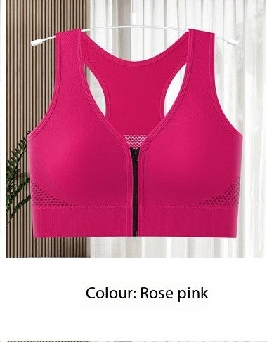 Front zipper sports bra, women's shockproof running, anti-sagging, bra, fitness vest, yoga, can be worn outside, quick-drying