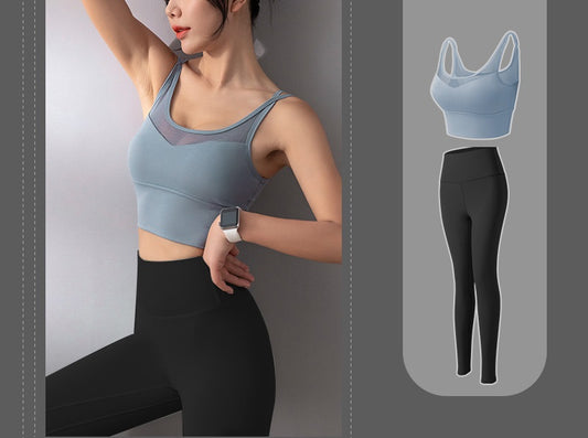 Net Style Thin Strap Gym Wear Yoga Wear Sports two pieces Set