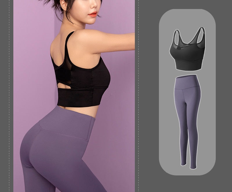 Net Style Thin Strap Gym Wear Yoga Wear Sports two pieces Set