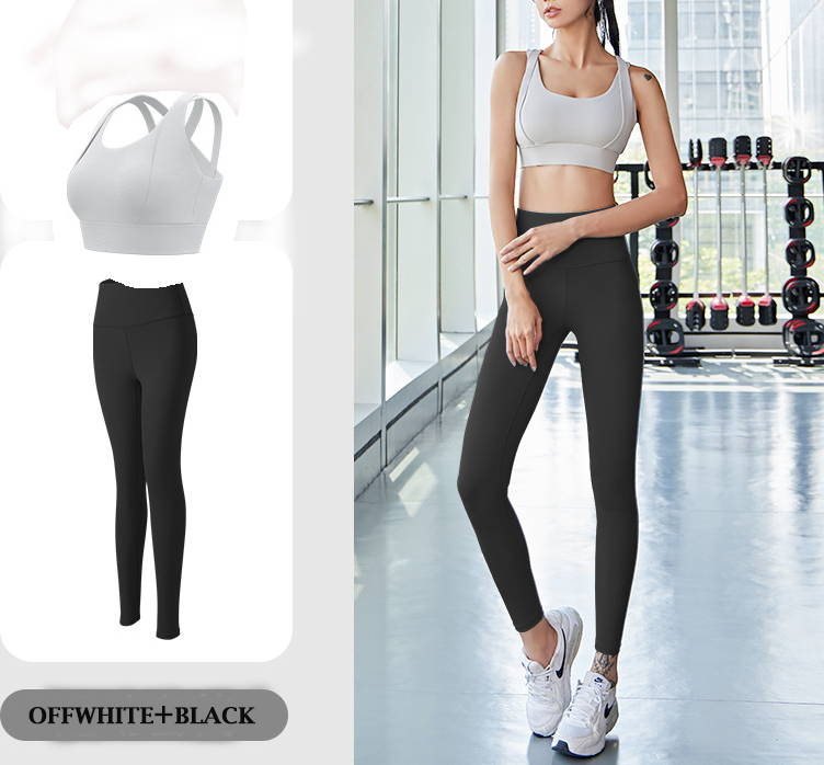 Zigzag Strap Gym Wear Yoga Wear Sports with legging two pieces Set